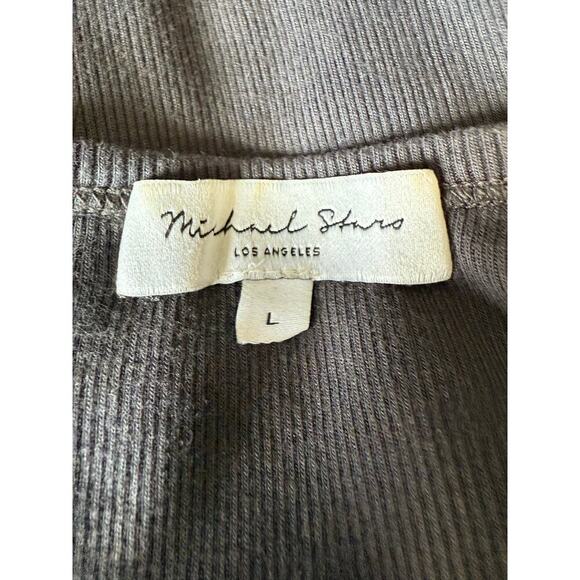 Michael Stars Wren Ruched Side Ribbed Midi Dress Large Dark Gray - Picture 7 of 8